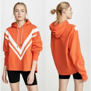 Tory Sport French Terry Chevron Hoodie Sweatshirt Orange Size Small Active